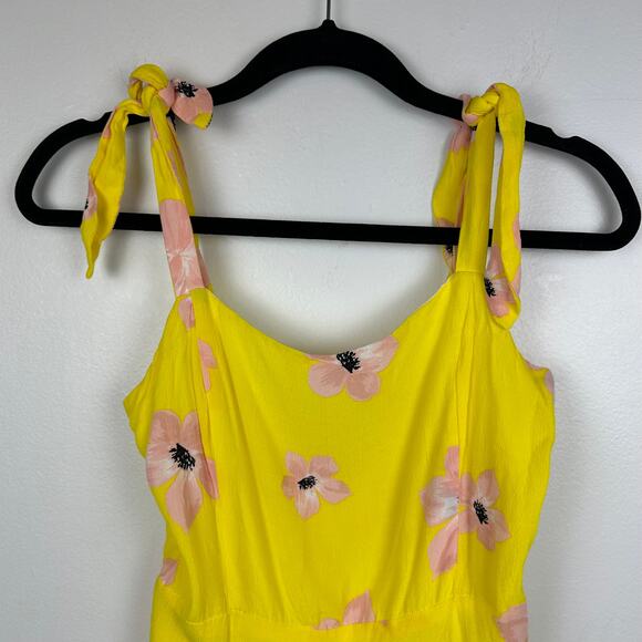 Zara Womens Skater Babydoll Sleeveless Yellow/Pink Floral Mini Dress Medium - Picture 3 of 11